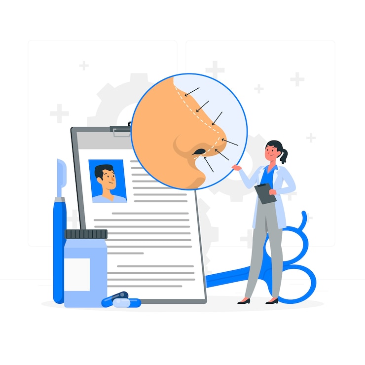 Vector gratuito ilustración del concepto de rinoplastia