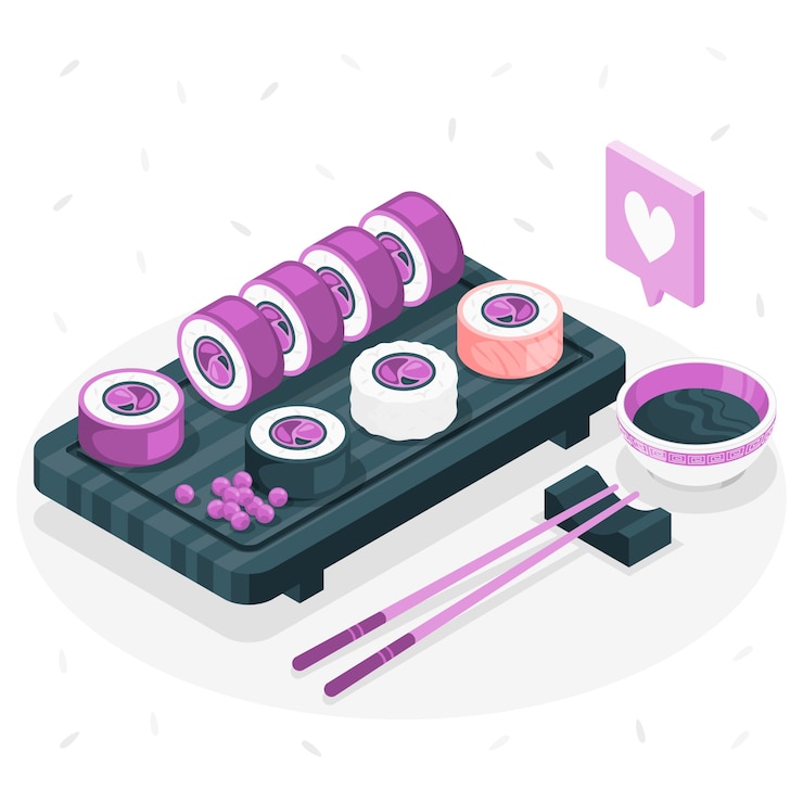 Vector gratuito ilustración del concepto del rollo de sushi