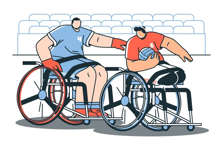 Vector gratuito ilustración del concepto de rugby en silla de ruedas