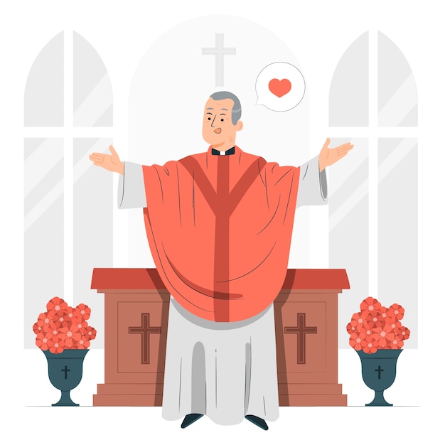 Vector gratuito ilustración del concepto de sacerdote católico