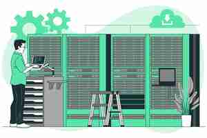 Vector gratuito ilustración del concepto de sala de servidores