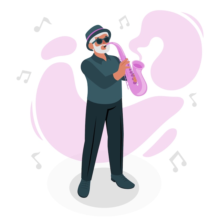 Vector gratuito ilustración del concepto de saxofonista de jazz
