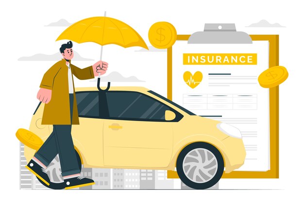 Ilustración de concepto de seguro de coche