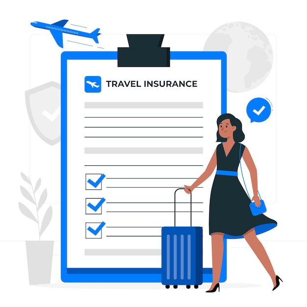 Ilustración del concepto de seguro de viaje