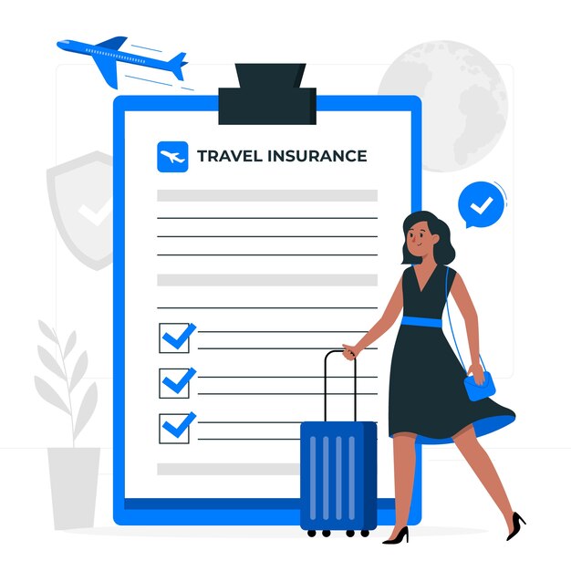Ilustración del concepto de seguro de viaje