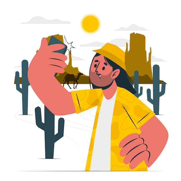 Vector gratuito ilustración de concepto de selfie de viaje