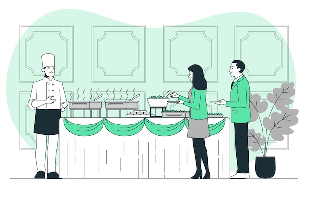 Ilustración de concepto de servicio de catering