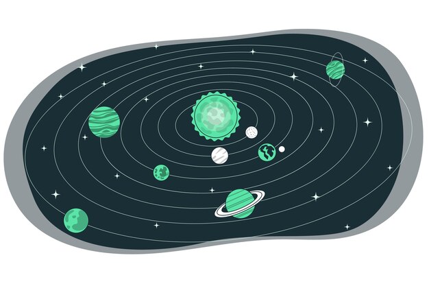 Ilustración del concepto de sistema solar