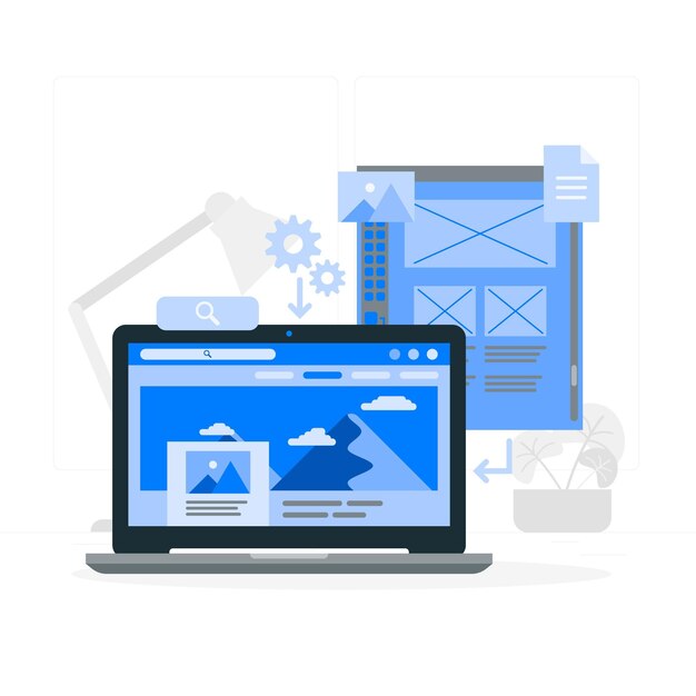 Ilustración de concepto de sitio web estático