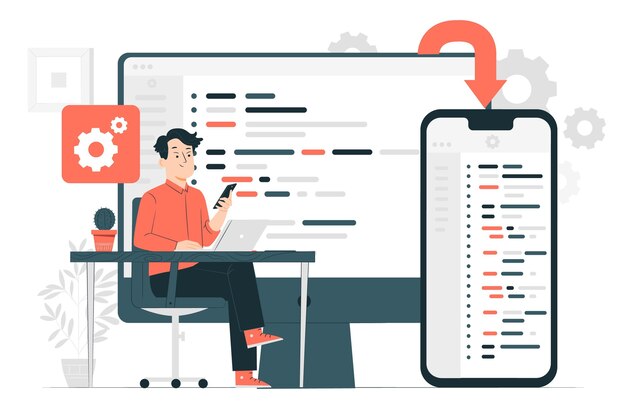 Ilustración del concepto de software multiplataforma