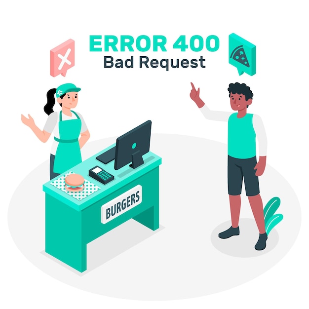 Ilustración del concepto de solicitud incorrecta de error 400