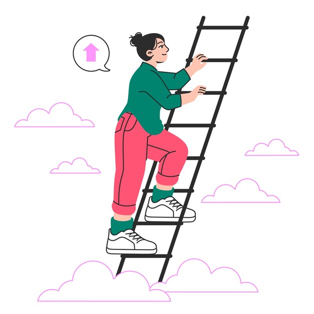Ilustración del concepto de subir las escaleras