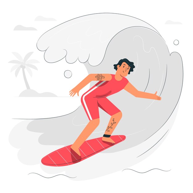 Ilustración de concepto surfero