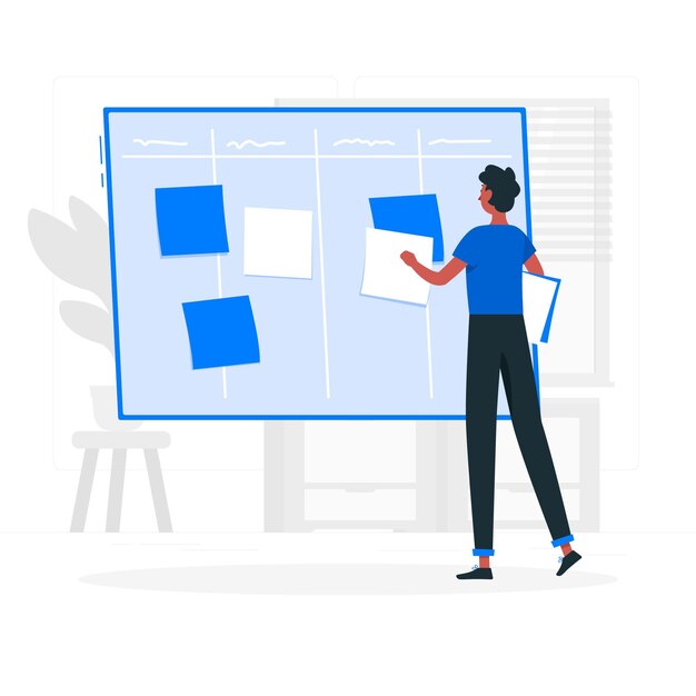 Ilustración del concepto de tablero scrum
