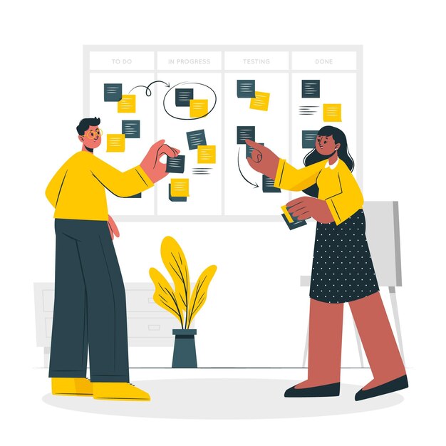 Ilustración del concepto de tablero Scrum