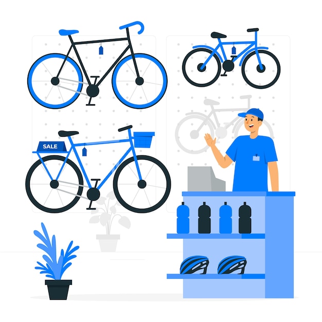 Ilustración del concepto de taller de bicicletas