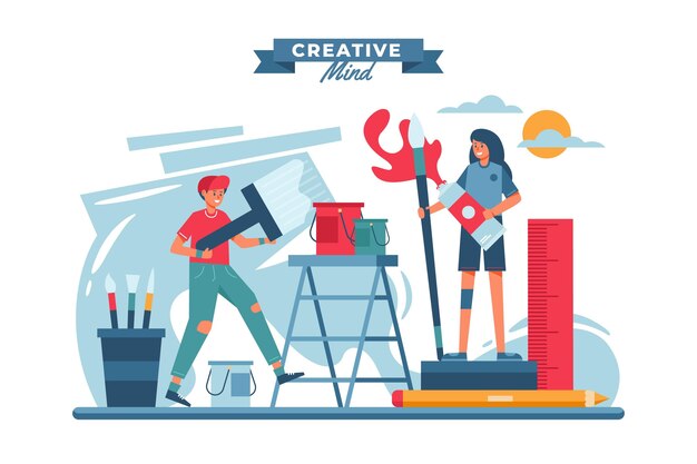Ilustración de concepto de taller creativo de bricolaje