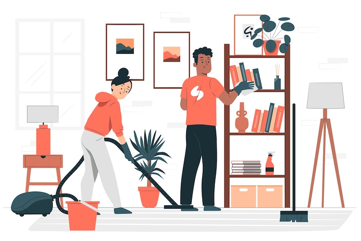 Vector gratuito ilustración del concepto de las tareas domésticas