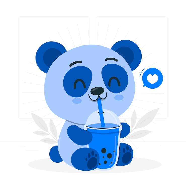 Vector gratuito ilustración del concepto de té de burbujas bebiendo animales