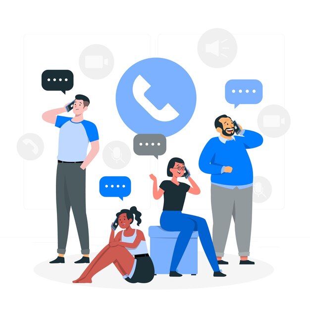 Ilustración de concepto de teléfono celular parlante para adultos