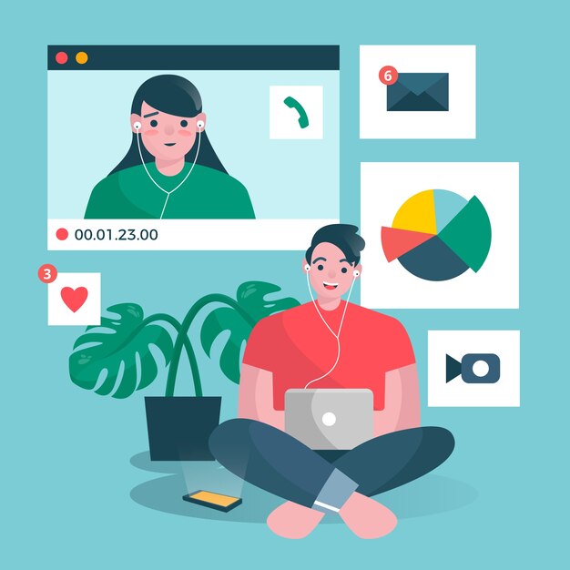 Ilustración para el concepto de teletrabajo