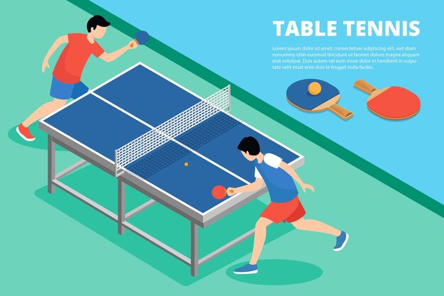 Ilustración del concepto de tenis de mesa con oponentes