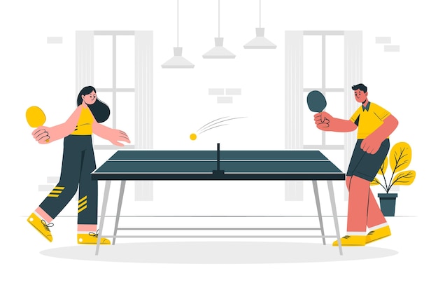 Ilustración del concepto de tenis de mesa