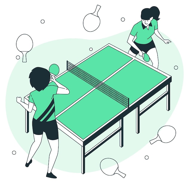 Ilustración del concepto de tenis de mesa