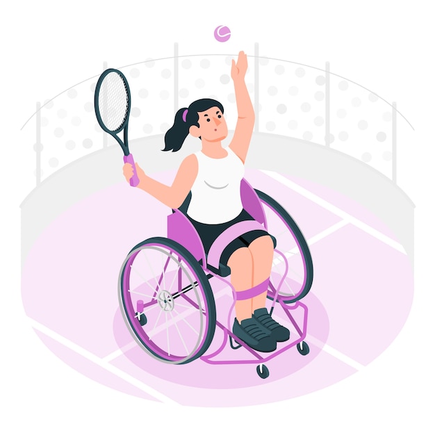 Vector gratuito ilustración del concepto de tenis en silla de ruedas