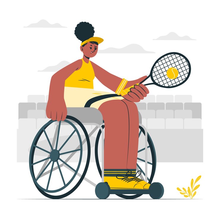 Vector gratuito ilustración del concepto de tenis en silla de ruedas