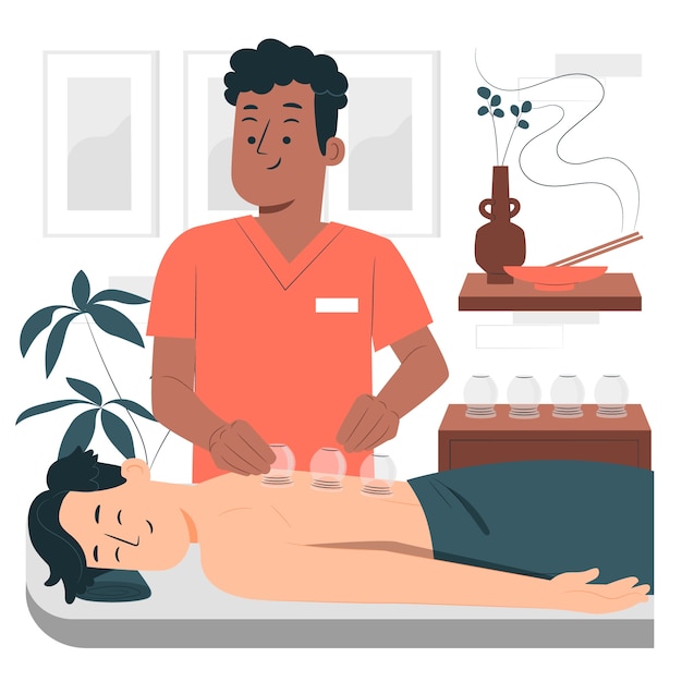 Vector gratuito ilustración del concepto de la terapia de ventosas