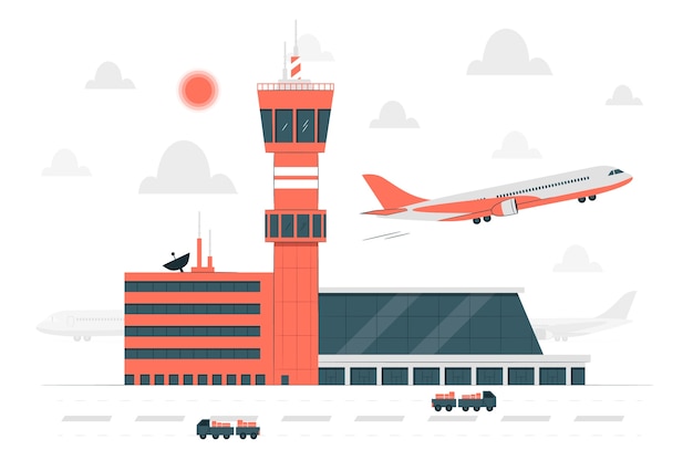 Ilustración del concepto de terminal de aeropuerto