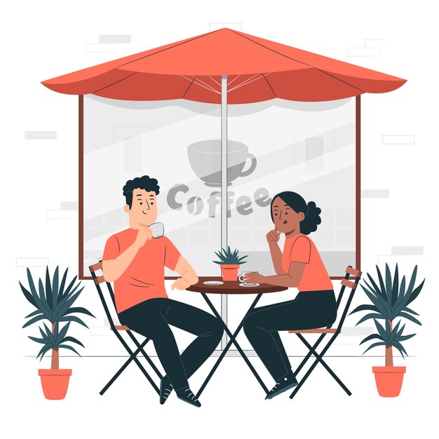 Ilustración del concepto de la terraza de la cafetería