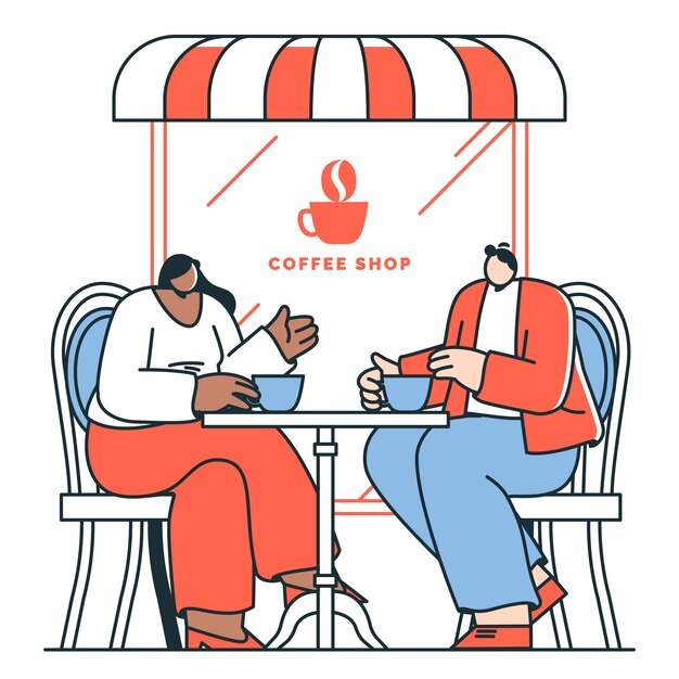 Ilustración del concepto de la terraza de la cafetería