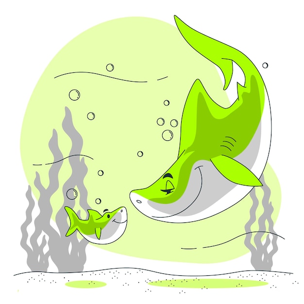 Vector gratuito ilustración de concepto de tiburón bebé
