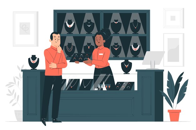 Ilustración del concepto de tienda de joyería
