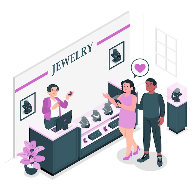 Ilustración del concepto de tienda de joyería