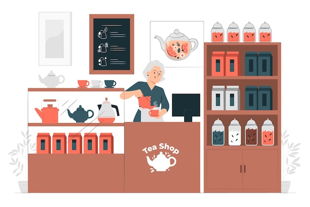 Vector gratuito ilustración del concepto de tienda de té