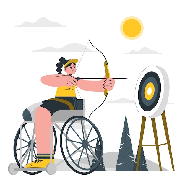 Ilustración del concepto de tiro con arco paralímpico
