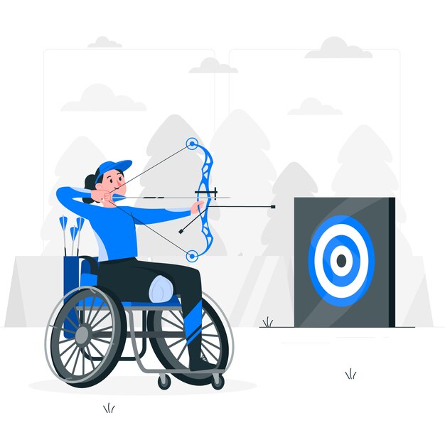 Ilustración del concepto de tiro con arco paralímpico