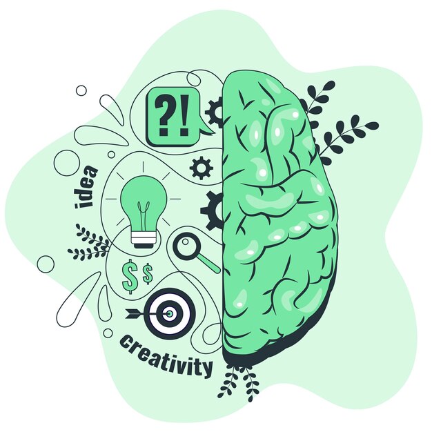 Ilustración del concepto de tormenta de ideas creativa