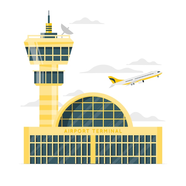 Vector gratuito ilustración del concepto de torre del aeropuerto