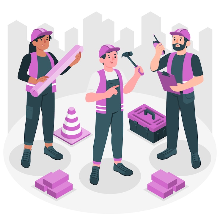 Vector gratuito ilustración del concepto de trabajador de la construcción