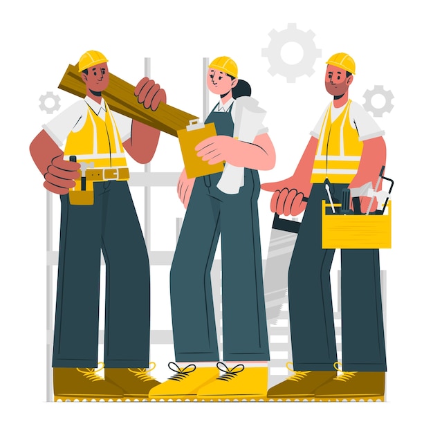 Vector gratuito ilustración del concepto de trabajador de la construcción