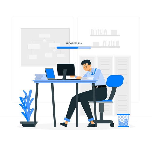 Ilustración del concepto de trabajo en curso