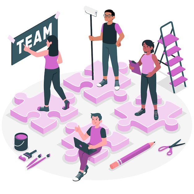 Vector gratuito ilustración del concepto de trabajo en equipo
