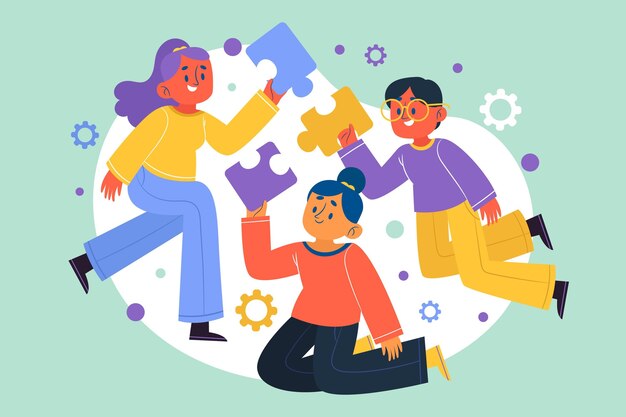 Ilustración del concepto de trabajo en equipo