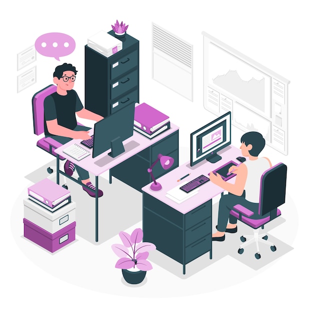Vector gratuito ilustración del concepto de trabajo de oficina