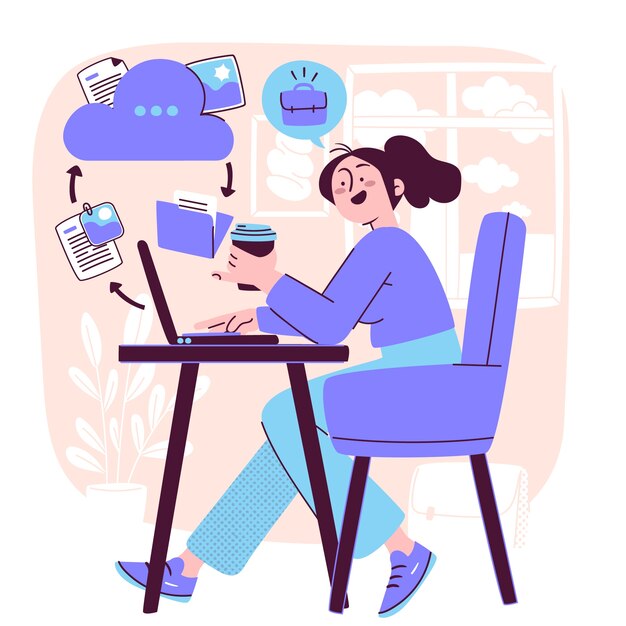 Ilustración del concepto de trabajo remoto