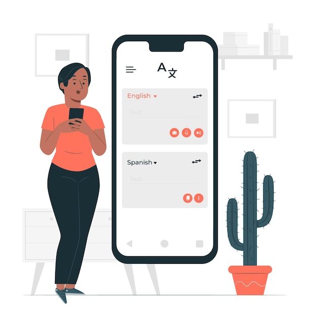 Vector gratuito ilustración de concepto de traductor en línea